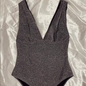 ZARA sparkly silver body suit